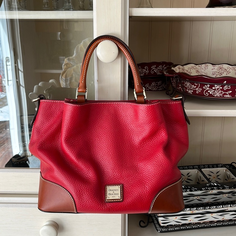 Dooney & Bourke Red Pebbled Leather Brenna EUC